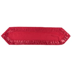 Red Sequin Leaf Decorative Christmas Table Runner