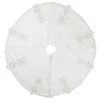 60 Inch Pure White Polysilk Dupioni Crystal Beaded Decorative Christmas Tree Skirt -Winter Decor Hub QTX17020
