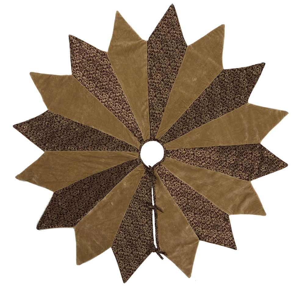60 Inch Brown Woven Brocade And Plush Velvet Brilliance Decorative Christmas Tree Skirt 3 60 Inch Brown Woven Brocade And Plush Velvet Brilliance Decorative Christmas Tree Skirt