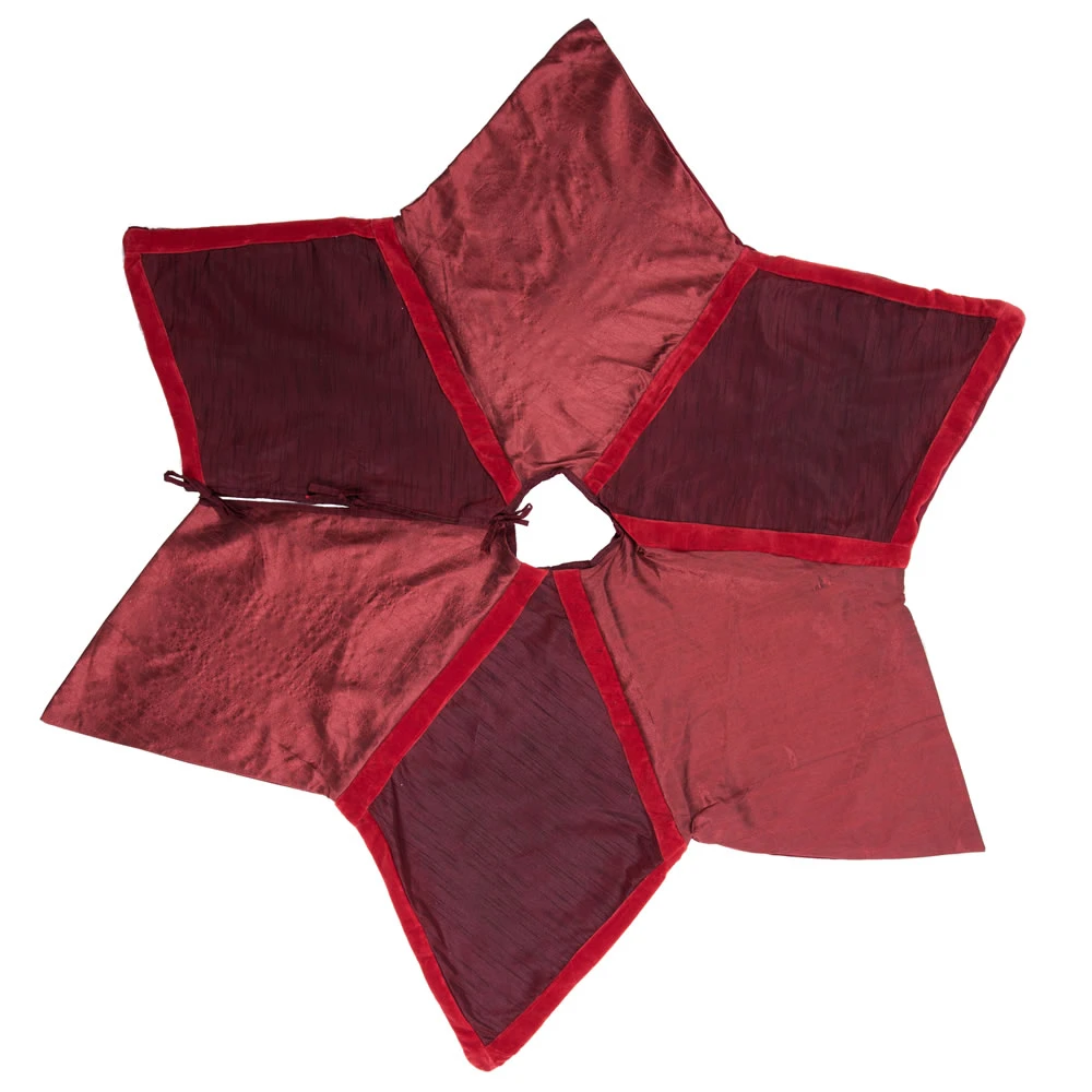 60 Inch Two Tone Burgundy Polysilk Dupioni Cotton Velvet Frosted Decorative Christmas Tree Skirt 3 60 Inch Two Tone Burgundy Polysilk Dupioni Cotton Velvet Frosted Decorative Christmas Tree Skirt