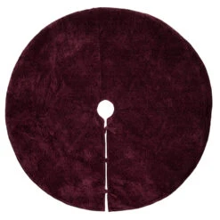 60 Inch Sangria Cotton Velvet Embroidered Quilted Christmas Eve Wine Decorative Christmas Tree Skirt