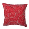 18 Inch Red Polysilk Dupioni Silver Beaded Filigree Scroll Decorative Christmas Pillow 1 18 Inch Red Polysilk Dupioni Silver Beaded Filigree Scroll Decorative Christmas Pillow -Winter Decor Hub QTX17315