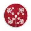 60 Inch Red And White Snowflake Cotton Duck Cloth Felt Flakes Decorative Christmas Tree Skirt 1 60 Inch Red And White Snowflake Cotton Duck Cloth Felt Flakes Decorative Christmas Tree Skirt -Winter Decor Hub QTX17351