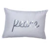 14 Inch Pure White Polysilk Dupioni Silver Embellished Peace Wording Sequin Decorative Christmas Pillow 2 14 Inch Pure White Polysilk Dupioni Silver Embellished Peace Wording Sequin Decorative Christmas Pillow -Winter Decor Hub QTX17381