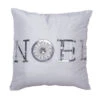 18 Inch Pure White Polysilk Dupioni Silver Sequin And Metallic Embroidered Noel Wording Sequin Decorative Christmas Pillow -Winter Decor Hub QTX17391
