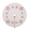 60 Inch Organic Natural Cotton Linen With Jute Rope Embroidery Falling Flakes Decorative Christmas Tree Skirt -Winter Decor Hub QTX17401