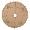 60 Inch Natural Burlap With Bead Embroidery And Bell Trim Jingle Decorative Christmas Tree Skirt -Winter Decor Hub QTX17421