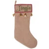 Natural Burlap With Bead Embroidery And Bell Trim Jingle Decorative Christmas Stocking 1 Natural Burlap With Bead Embroidery And Bell Trim Jingle Decorative Christmas Stocking -Winter Decor Hub QTX17422
