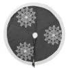 60 Inch Frosted Grey Duck Cloth Pure White Trim With Embroidered Motif Winter Snowflake Decorative Christmas Tree Skirt -Winter Decor Hub QTX17451