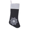 Frost Grey Duck Cloth With Pure White Cuff And Embroidered Motif Winter Snowflake Decorative Christmas Stocking -Winter Decor Hub QTX17452