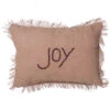 14 Inch Rustic Burlap With Wood Button Wording And Self Fringe Edging Joy Decorative Christmas Pillow -Winter Decor Hub QTX17511