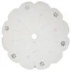 60 Inch Plush White Cotton Velvet With Silver Sequin Embroidery Motif Silver Flakes Decorative Christmas Tree Skirt