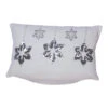 12 Inch Plush White Cotton Velvet With Sequin And Embroidery Motif Silver Flakes Decorative Christmas Pillow -Winter Decor Hub QTX17542