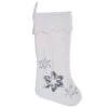 Plush White Cotton Velvet With Silver Sequin Embroidery Motif Silver Flakes Decorative Christmas Stocking -Winter Decor Hub QTX17543
