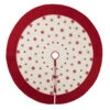 60 Inch Red And White Festive Felt With Aari Embroidery Motif Let It Snow Decorative Christmas Tree Skirt -Winter Decor Hub QTX17601