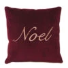 18 Inch Burgundy Cotton Velvet Embroidered Motif And Gold Twist Cord Noel Decorative Christmas Pillow -Winter Decor Hub QTX17625