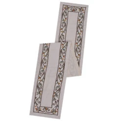 Beige Natural Cotton Linen Flex Cloth Embroidered Fall Harvest Border Decorative Holiday Table Runner