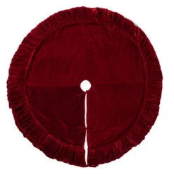 72 Inch Red Velvet With Elegant Sheen Plush Decorative Christmas Tree Skirt