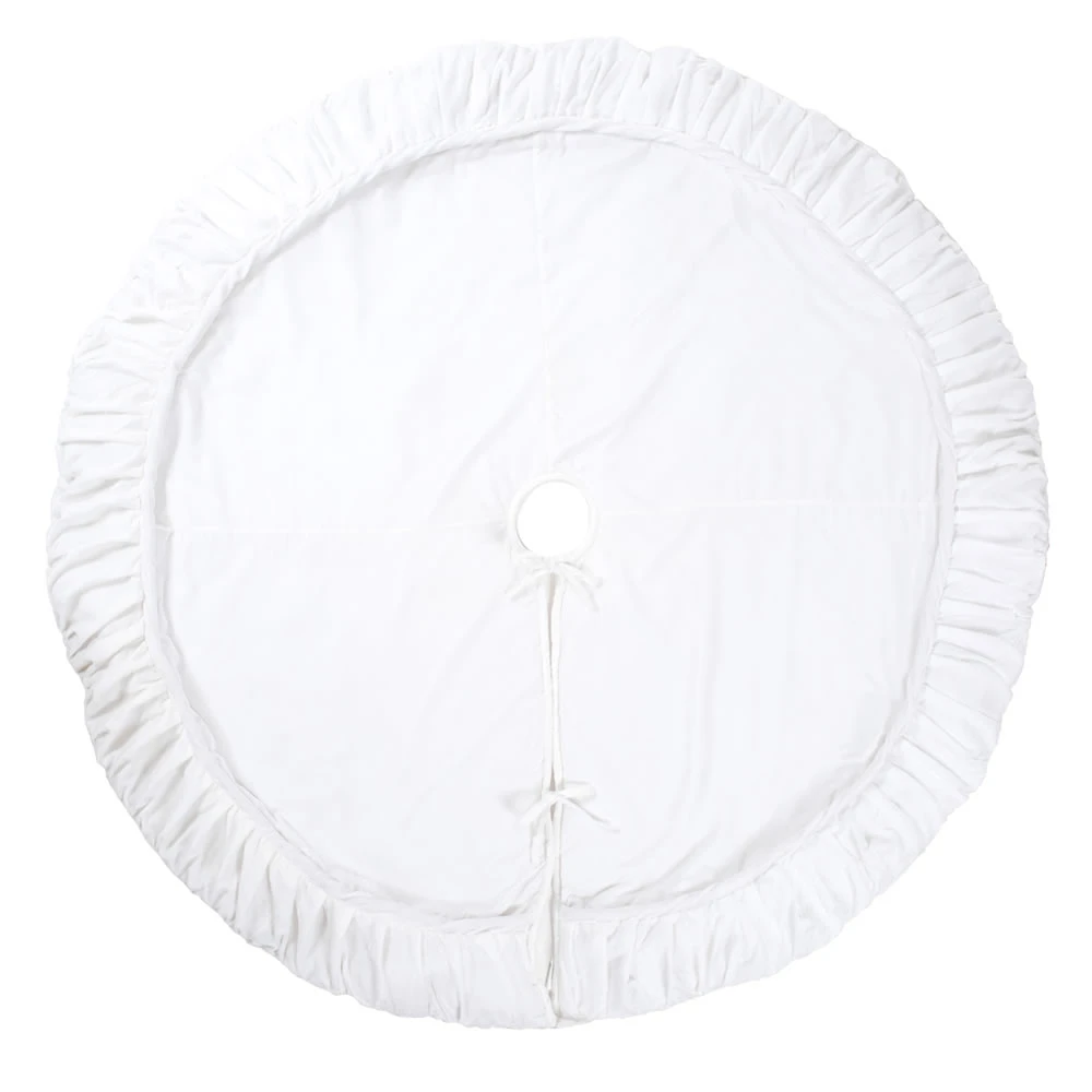 60 Inch White Velvet With Elegant Sheen Plush Decorative Christmas Tree Skirt 3 60 Inch White Velvet With Elegant Sheen Plush Decorative Christmas Tree Skirt