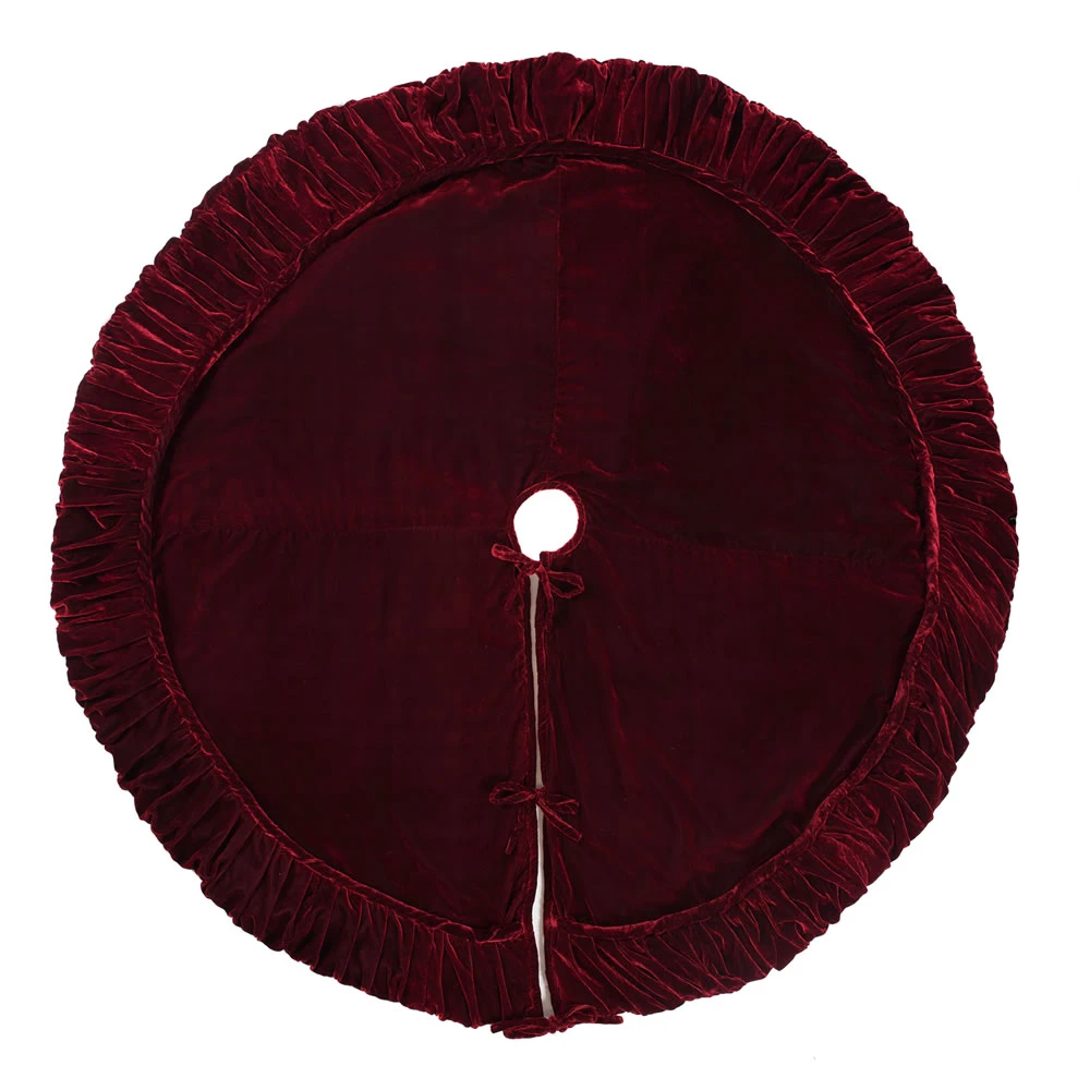 60 Inch Burgundy With Elegant Sheen Plush Wine Velvet Decorative Christmas Tree Skirt 3 60 Inch Burgundy With Elegant Sheen Plush Wine Velvet Decorative Christmas Tree Skirt