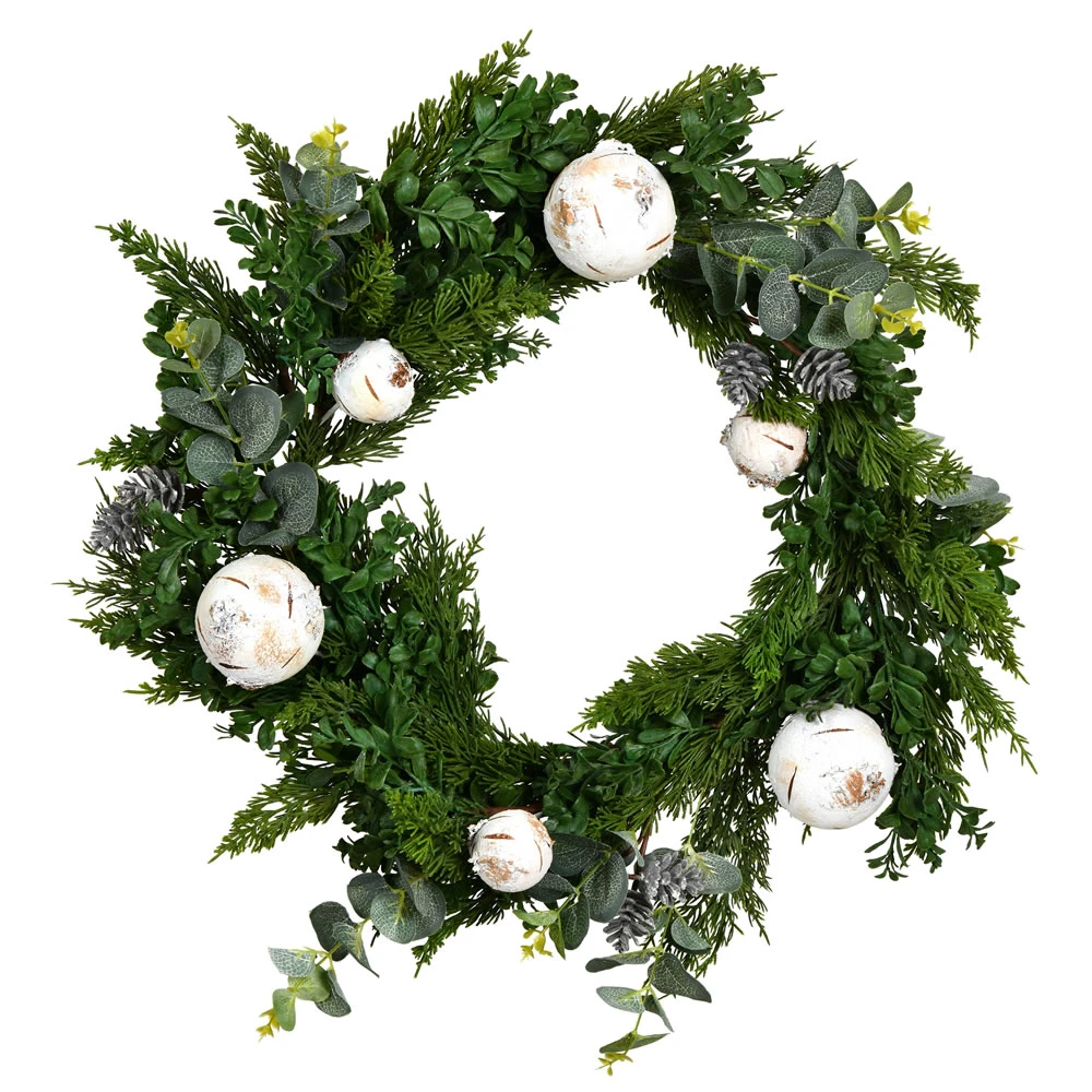 22 Inch Green Cypress Blend Decorative Christmas Wreath 3 22 Inch Green Cypress Blend Decorative Christmas Wreath