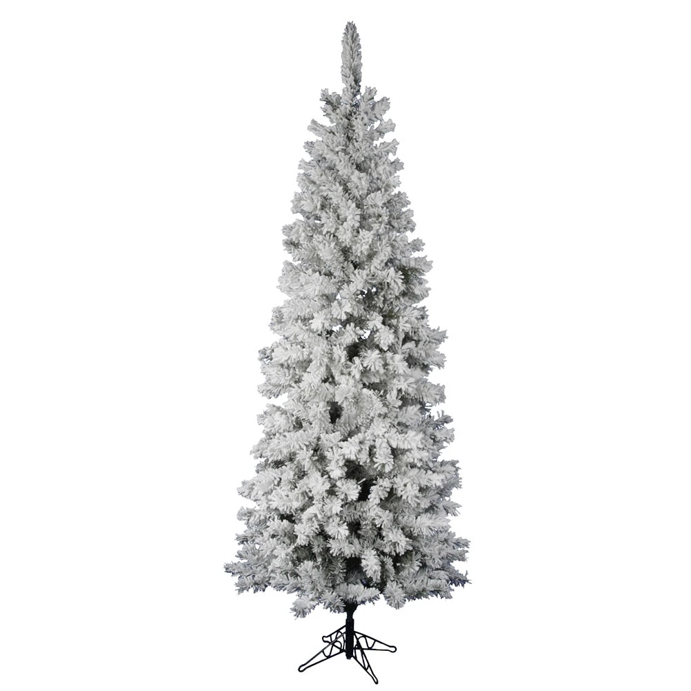 7.5 Foot Flocked Pacific Pencil Artificial Christmas Tree Unlit 3 7.5 Foot Flocked Pacific Pencil Artificial Christmas Tree Unlit