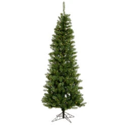 7.5 Foot Salem Pencil Pine Artificial Christmas Tree 350 DuraLit Incandescent Clear Mini Lights