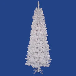 9.5 Foot White Salem Pencil Pine Artificial Christmas Tree 450 LED Warm White Lights