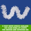 9 Foot White Spruce Christmas Garland 100 Clear DuraLit Incandescent Lights -Winter Decor Hub a104214