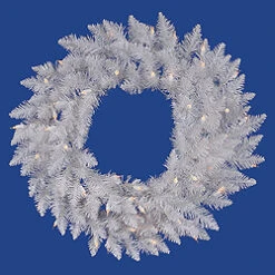 5 Foot Sparkle White Artificial Christmas Wreath 200 DuraLit Clear Lights