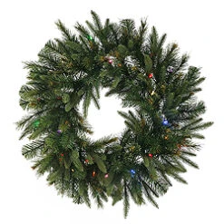 42 Inch Cashmere Wreath 100 DuraLit LED M5 Italian Multi Color Mini Lights