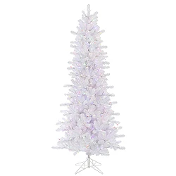 7.5 Foot Crystal White Slim Artificial Christmas Tree 500 LED Multi Lights 3 7.5 Foot Crystal White Slim Artificial Christmas Tree 500 LED Multi Lights