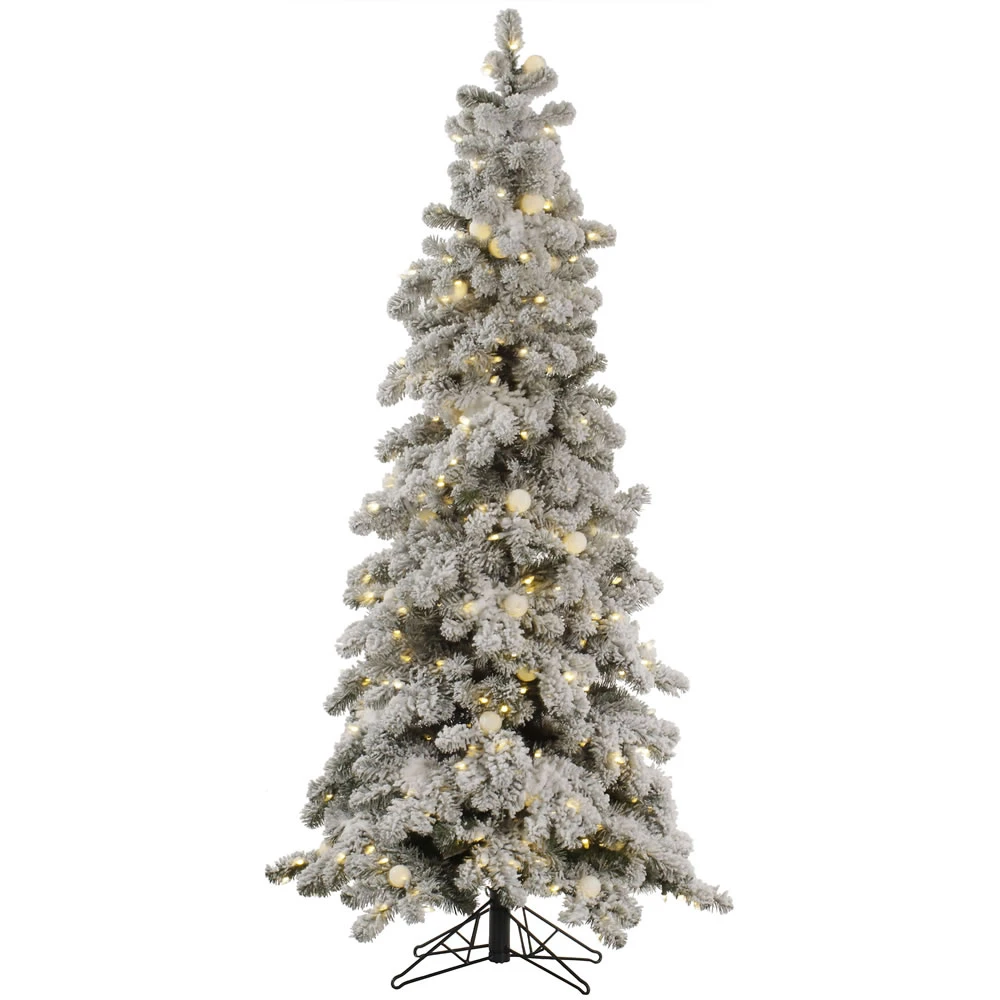 4 Foot Flocked Kodiak Artificial Christmas Tree 150 DuraLit LED M5 Italian Warm White Mini Lights With 25 G40 LED Frosted White Globe Lights 3 4 Foot Flocked Kodiak Artificial Christmas Tree 150 DuraLit LED M5 Italian Warm White Mini Lights With 25 G40 LED Frosted White Globe Lights