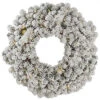 30 Inch Flocked Kodiak Wreath 100 LED Warm White Lights With 10 G40 LED Warm White Lights -Winter Decor Hub a146931led