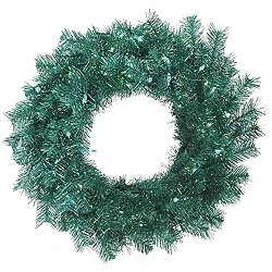 30 Inch Aqua Tinsel Wreath 50 Teal Lights 3 30 Inch Aqua Tinsel Wreath 50 Teal Lights