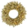 48 Inch Gold And Silver Tinsel Artificial Christmas Wreath 100 Clear Lights 2 48 Inch Gold And Silver Tinsel Artificial Christmas Wreath 100 Clear Lights -Winter Decor Hub a147748