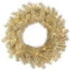 24 Inch White Gold Tinsel Artificial Christmas Wreath 50 DuraLit LED M5 Italian Warm White Mini Lights