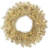48 Inch White Gold Tinsel Wreath 100 Clear Lights -Winter Decor Hub a148148