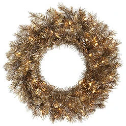 5 Foot Metal Mixed Tinsel Artificial Christmas Wreath 200 Clear Lights