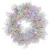 36 Inch Flocked Alberta Wreath With Pine Cones 100 DuraLit LED M5 Italian Multi Color Mini Lights -Winter Decor Hub a155338led