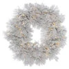 48 Inch Flocked Alberta Wreath With Pine Cones 100 LED Warm White Lights -Winter Decor Hub a155348led