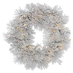 48 Inch Flocked Alberta Wreath With Pine Cones 100 LED Warm White Lights 3 48 Inch Flocked Alberta Wreath With Pine Cones 100 LED Warm White Lights