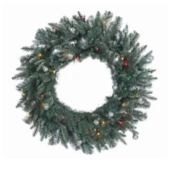 30 Inch Crystal Balsam Wreath 50 DuraLit Multi Lights