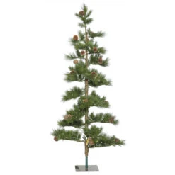 7.5 Foot Mountain Pine Artificial Christmas Tree 250 LED M5 Italian Warm White Mini Lights