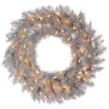 30 Inch Platinum Fir Artificial Christmas Wreath 100 LED M5 Italian Warm White Mini Lights -Winter Decor Hub a193131led