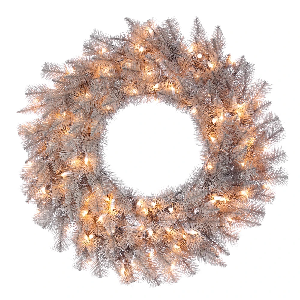 36 Inch Platinum Fir Artificial Christmas Wreath 150 DuraLit Incandescent Clear Mini Lights 3 36 Inch Platinum Fir Artificial Christmas Wreath 150 DuraLit Incandescent Clear Mini Lights