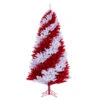 7.5 Foot Candy Cane Artificial Pre-lit Christmas Tree 700 DuraLit LED M5 Italian Pure White Red Mini Lights -Winter Decor Hub a227675