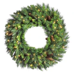 10 Foot Cheyenne Pine Artificial Christmas Wreath 1200 DuraLit LED M5 Italian Warm White Mini Lights