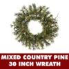 30 Inch Lighted Mixed Country Pine Artificial Christmas Wreath Clear Lights -Winter Decor Hub a801831
