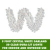 9 Foot Crystal White Garland 50 DuraLit Lights -Winter Decor Hub a805813
